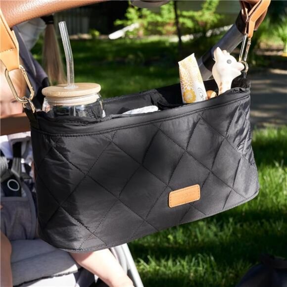 Stroller Organizer Bag Caddy With Cup Holders Universal Fit Baby Stroller Access - Picture 6 of 8
